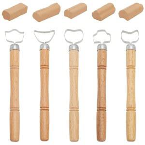 핑거인스파이어 5 PCS 조각 스크래퍼 점토 압출기 도구 도자기 컵 손잡이 모양 나무 DIY 공예 세트
