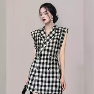 원피스 바지 여름 여성패션 정장 점프슈트 체크 루즈핏 DL2