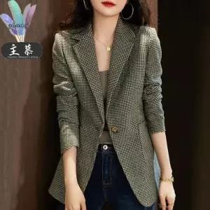 여친 붐 원버튼 정장자켓 양복 코트 아이템 아침 슬림핏 천체크 트렌디 HT1