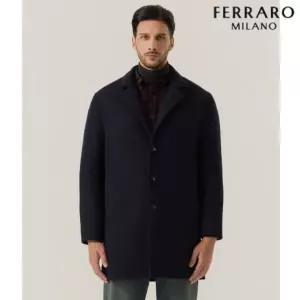 [페라로밀라노]울 블렌드 조직감 인퀼팅 코트 네이비 AM0FOCG40149