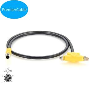 M12 5핀 커넥터 K 코딩 케이블 T 스플리터 방수 백 마운트 패널 솔더 타입 차폐 센서 액추에이터