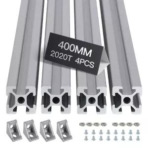 4pcs 400mm T 슬롯 2020 알루미늄 압출 유럽 표준 양극 산화 선형 레일 3D 프린터 부품 및 CNC DIY 실버