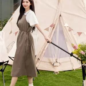 백화점정품 노르디스크 여성 치마 스커트 원피스 나일론 스트레치 슬리브리스 - W (Khaki) 여름 가을 심플