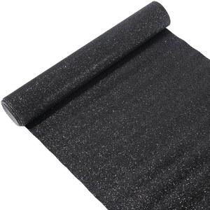 CALFOVERA 53.94 11.81 인치 스파클 글리터 PU 가죽 롤 솔리드 패브릭 시트 반짝이는 비닐 소재 캔버스 DIY 공예 결혼식 재봉 제작 귀걸이(블랙)
