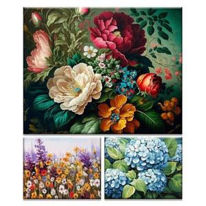 번호 키트별 JATOK 3팩 페인트 - 16x20in / 40x50cm, 3세트 안료가 포함된 컬러 롤 캔버스의 꽃, 초보자를 위한 간편한 DIY 아크릴 페인팅, 홈 월 장식(프레임 미포함)