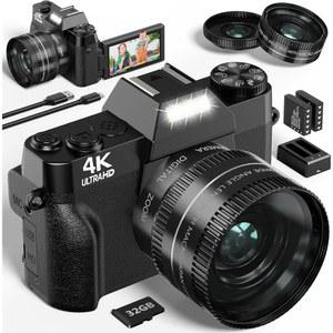 즉석 사진기 사진 촬영용 4K 디지털 카메라 16배 유튜브용 브이로그 64MP WiFi 자동 초점 비디오 3인치 플립 스크린