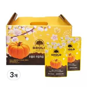 브롤로 리얼착즙 호박즙 스탠딩 파우치형 20p 3개 1.8L 선물세트 시댁 부모님 설날 한가위 명절