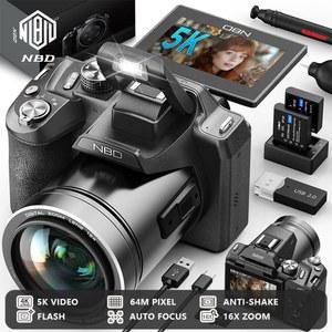 즉석 사진기 NBD S205E 5K 64MP 디지털 카메라 플립 스크린 16배 2인치 CMOS 센서 탑재 유튜브 여행 사진 촬영용 컴팩트 브이로그