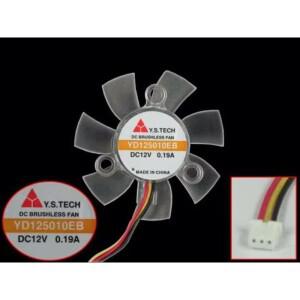 Y.S TECH YD125010EB DC 12V, 0.19A 직경 서버 냉각 선풍기, C.T.C, 3 선, 45mm, 26mm