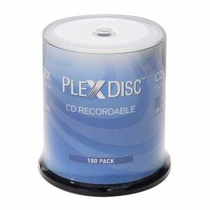 PlexDisc CD-R 700MB 52X 화이트 써멀 허브 인쇄 가능 - 디스크 스핀들 100개(FP) - 631-415-BX