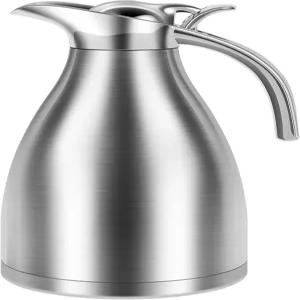 써멀 커피 카라페 2L/68OZ 저그 스테인리스 스틸 단열 이중 벽 포트 차용 누수 방지 진공 플라스크 실버
