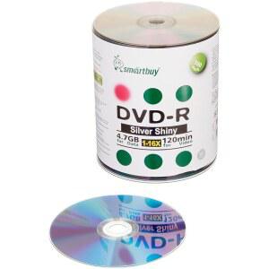 스마트 바이 100 팩 DVD-r 4.7GB 16배 반짝이는 실버 블랭크 데이터 비디오 영화 녹화 가능 미디어 디스크, 100 디스크 100pk