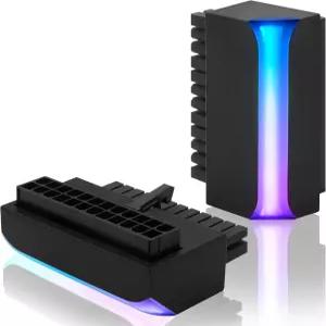 이지디-팹 ATX 24핀 90도 전원 커넥터 5V ARGB 레인보우 암수 공급/컴퓨터 마더보드용 어댑터 1팩