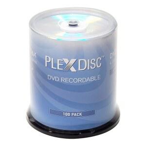 PlexDisc DVD-R 4.7GB 16배 기록 가능한 미디어 실버 탑 디스크 u2013 100pk 케이크 박스(FP) 632-115-BX, 100개 디스크