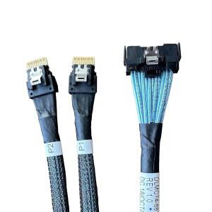 DiliVing x8 to 2* x4, - - 74Pin to 2* - 38Pin,PCIe Gen5 Mini Cooledge IO Double Straight Cable 80CM(CBL-MCIO-1255S4Y)