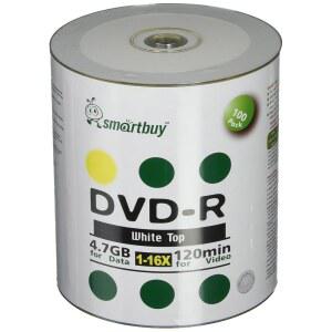 스마트 바이 100 팩 DVD-R 4.7GB 16x 화이트 탑 (인쇄 불가능) 빈 데이터 비디오 영화 기록 디스크, 100 디스크 100pk