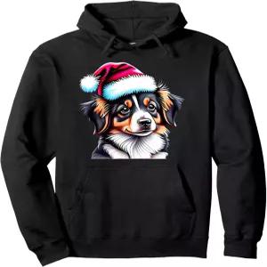호주 셰퍼드 크리스마스 강아지 홀더 X-Mas 풀오버 후드티