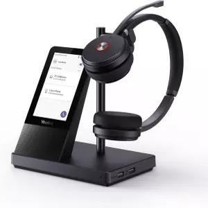 Yealink WH66 무선 헤드셋 4인치 화면 팀용 DECT 줌 스카이프 인증 525피트 범위 풀 듀플렉스 스피커