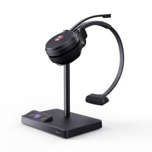 Yealink WH62 Mono, 마이크 포함 DECT 무선 헤드셋, 데스크 폰 및 PC용 525피트 장거리 작업용 싱글 이어 헤드폰, 노이즈 캔슬링 마이크 포함 전화 헤드셋, 13시간 통화 시간