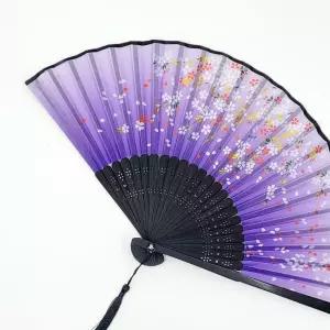 일본 접이식 수채화부채퍼플 플라워