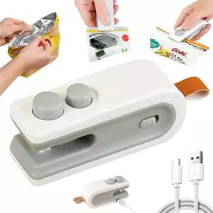 커터가 있는 2 in 1 미니 백 씰러 USB 충전식 주방 캠핑 여행용 마그네틱 백이 휴대용 푸드 스낵 리셀러