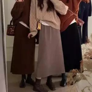 마이진 여성용 치마 오피스룩 빈티지 가을 노랑 롱 빅사이즈 일자 오렌지 코듀로이 하객 ADOR3