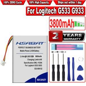 HSABAT 3800mAh 533 000132 로지텍 호환 G533 G933 G533S G933S g935 헤드셋 이어폰용 배터리