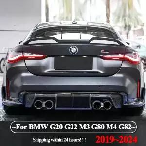 BMW 호환 3 시리즈 G20 G22 4 시리즈 M3 G80 M4 G82 -2024 스포츠 링 바디 키트 튜닝 블랙 용 자동차 뒷 트