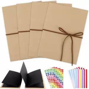 4팩 6 x 8인치 작은 스크랩북 앨범 블랙 페이지 포함 DIY 액세서리 키트 사진 신축성 있는 접이식 크래프트