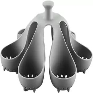 달걀 보일러 랙 방지 손잡이가 있는 6슬롯 실리콘 조리기 부드럽고 단단한 삶은 만들기 위한 수란 제조기