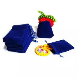 7x9cm 5 개/가방 블루 벨벳 Drawstring 파우치 가방/보석 목걸이 비즈 포장 디스플레이 크리스마스/웨딩