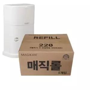 휴지통비닐 리빙 매직 캔 9리터용 x 5롤) 리필봉투(220R) (8m