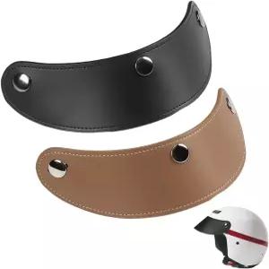 CALFOVERA 2PCS 2가지 색상 유니버설 PU 가죽 3 스냅 레트로 헬멧 햇빛 가리개 보호 교체 오토바이 피크