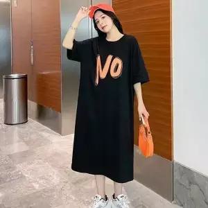 데일리 롱원피스 레터링 홈웨어 반팔 잠옷 원피스