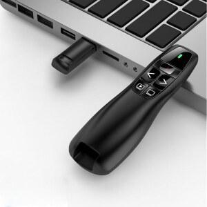 파워포인트용 프레젠테이션 클리커, 볼륨 조절이 가능한 2.4GHz USB 무선 프레젠터 리모컨, 노트북용 클리커 슬라이드 어드밴스터, 블랙