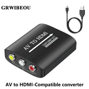 GRWIBEOU AV-HDMI 변환기 어댑터 지원 PS1PS2Xbox 360WIIN64SNESSTBVHSVCRBlue-Ray용 720p1080p