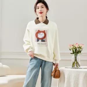 타노스여성용 가을 맨투맨 데일리룩 티 칼라핏 풀오버 KUK3