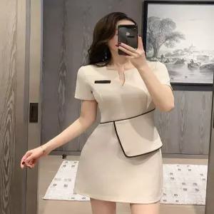 피부관리사 유니폼 에스테틱 의상 데스크 반팔