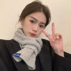 호환 중성 색상 단색 니트 스카프, 레터 디자인 가을 겨울용 따뜻한 목 보호 남녀 등산 스카프