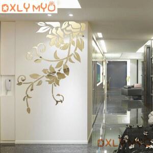 호환 DIY 봄 자연 신선한 생생한 식물 벽 스티커 장식 거울 벽 스티커 입구 벽 장식 거실 장식