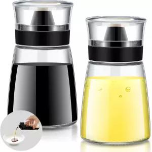 오일 및 식초 디스펜서 세트 2개 드립탑이 없는 5.4온스 올리브 병 유리 샐러드 드레싱 크루엣 주방 요리