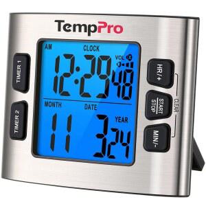 조리용 듀얼 주방 타이머가 장착된 TempPro TM02 24시간 디지털 타이머, 알람 볼륨 조절이 가능한 마그네틱 타이머 시계 및 LCD 백라이트 디스플레이, 교사를 위한 교실