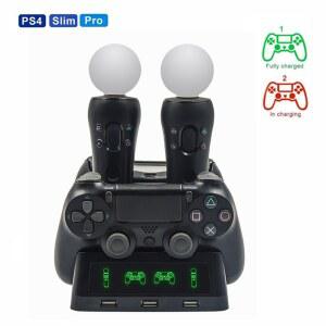 호환 Vogek 컨트롤러 충전 도킹 스테이션 4 PSVR VR 이동 PSVR VR 이동 충전기 PS 이동 컨트롤러