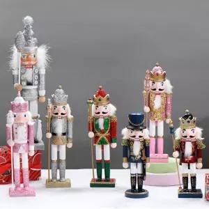 25cm 호두까기인형 유럽풍 목각 수제 컬렉션 병정 장식품 크리스마스 레드 산타