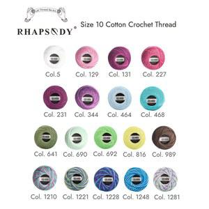 호환 Rhapsody 사이즈 10 코튼 크로셰 실, 다양한 색상, 뜨게 100% 이집트 코튼, 다양한 색상, 18 가지 색상 가능
