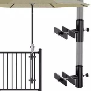 데크 난간용 HAPPYGATE 파티오 우산 스탠드 조절 가능한 홀더 야외 베이스 고정 클립 파라솔 코트 발코니