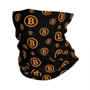 호환 비트코인 로고 패턴 반다나 넥 워머 남녀공용, 겨울 스키 튜브 스카프, 각반, BTC 암호화폐 블록체인 페이스 커버