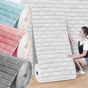 호환 70cm 3D 벽돌 무늬 PVC 벽지 방수 및 오염 방지 벽 스티커 거실 침실 홈 데코 벽지