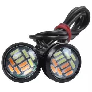 AB59-2개 12V 23mm 듀얼 컬러 스위치백 4014 12 LED DRL 이글 아이 주간 주행등