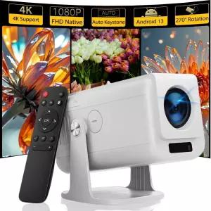 회전 270 밝기 450 ANSI 내장 안드로이드 TV OS 오토 키스톤 WiFi 6 및 블루투스 5.0을 갖춘 1080P 스마트